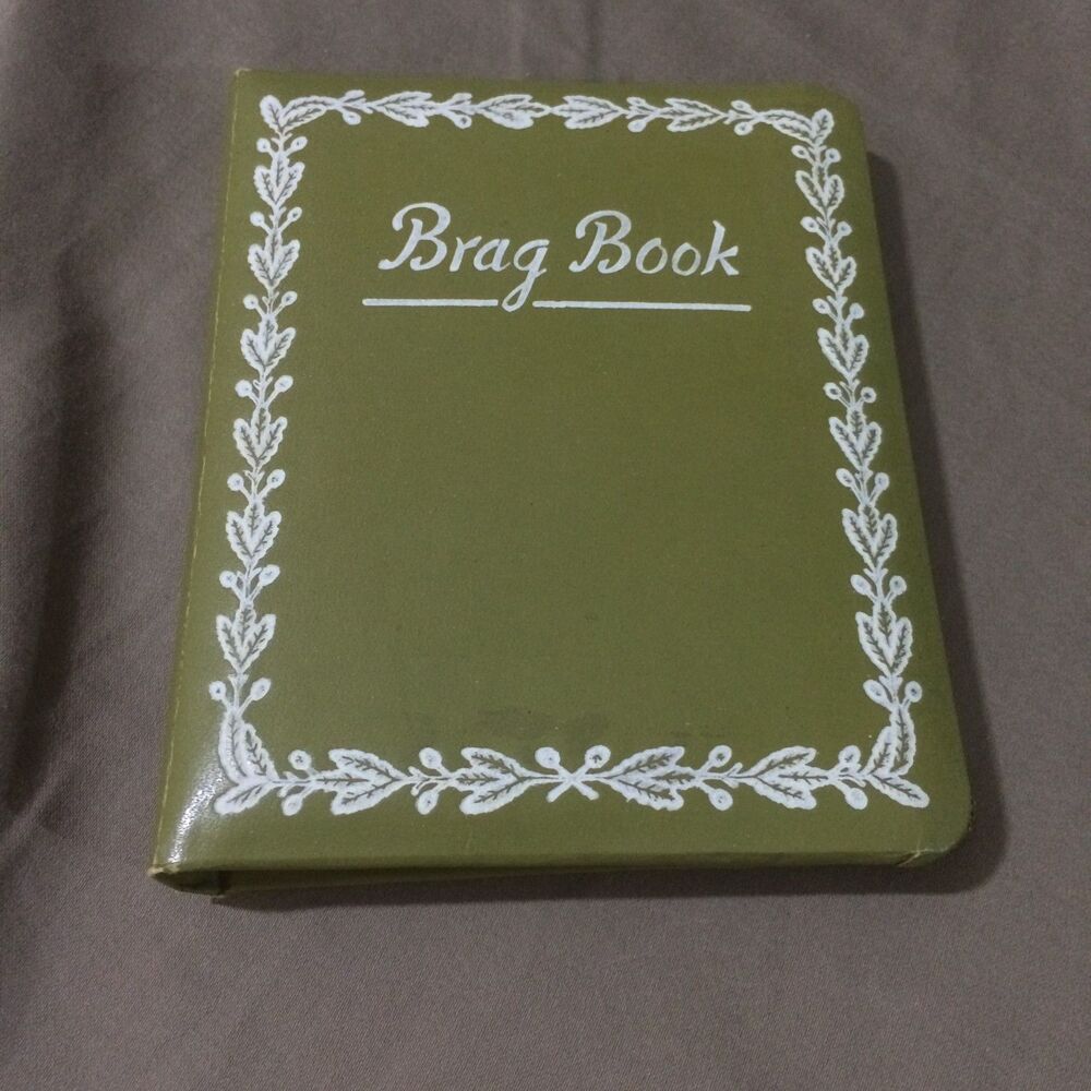 Vintage 1960s Avocado Green Vinyl Mini Brag Book Photo Album Made in Japan